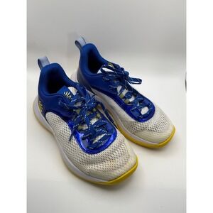 Under Armour Curry Basketball Shoes Kids 3.5Y Blue White Yellow Good 3025091-103